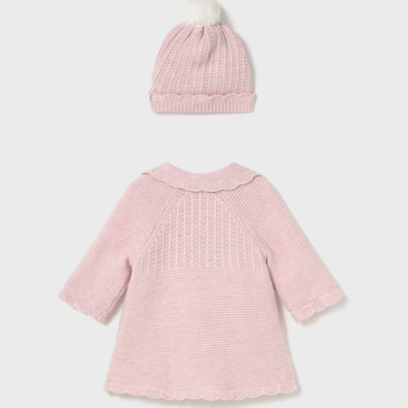 Newborn Rose Knitted Coat With Hat - Image 2