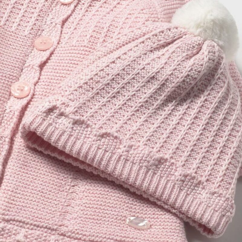 Newborn Rose Knitted Coat With Hat - Image 3