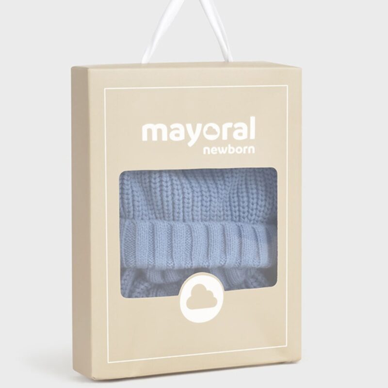 Newborn Blue knitted Hat And Mittens Set - Image 3