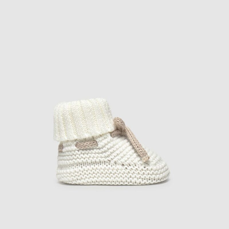 Newborn Knitted Natural Booties - Image 2