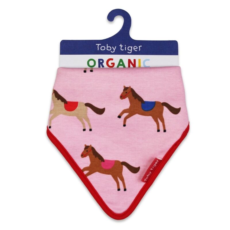 Organic Pink Horse and Pony Print Dribble Bib