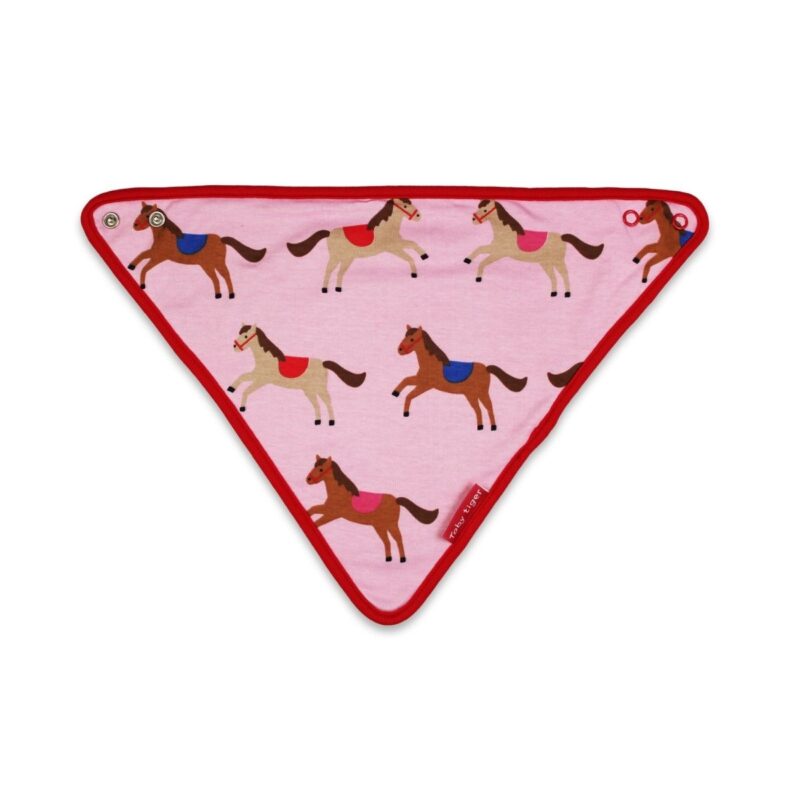 Organic Pink Horse and Pony Print Dribble Bib - Image 2