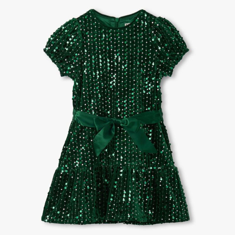Girls’ Sparkly Green Sequin Party Dress