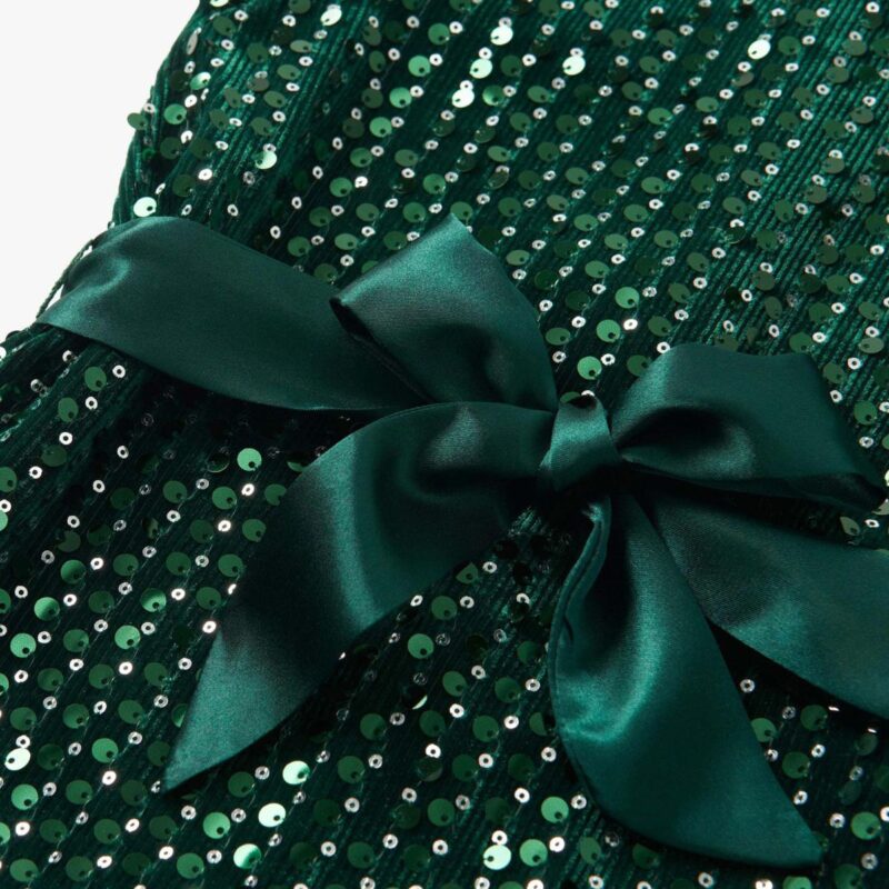 Girls’ Sparkly Green Sequin Party Dress - Image 3