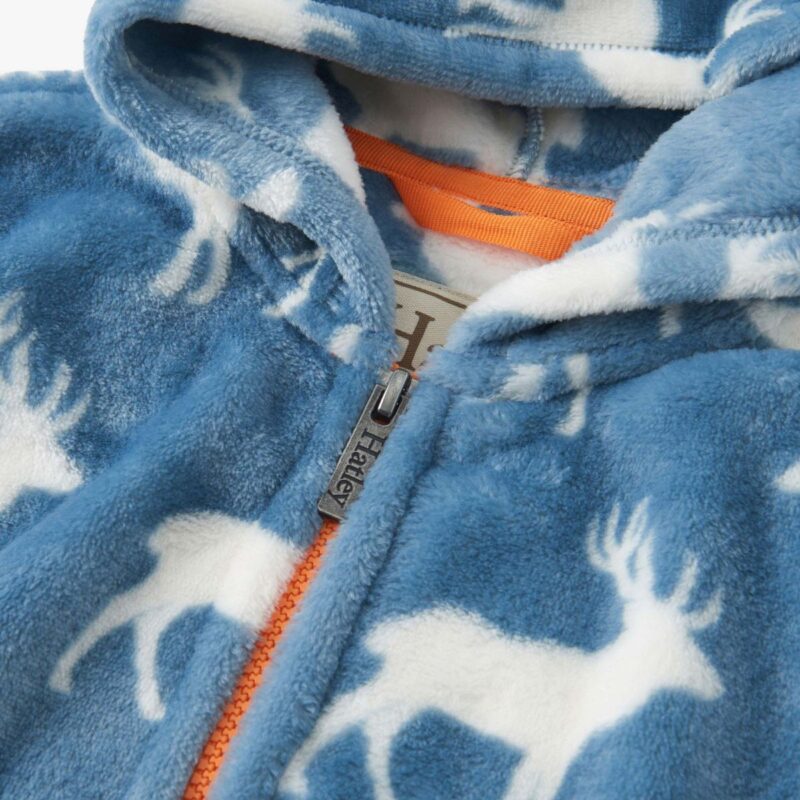 Boys Staggered Elks Fuzzy Fleece Zip-Up Hoodie - Image 3