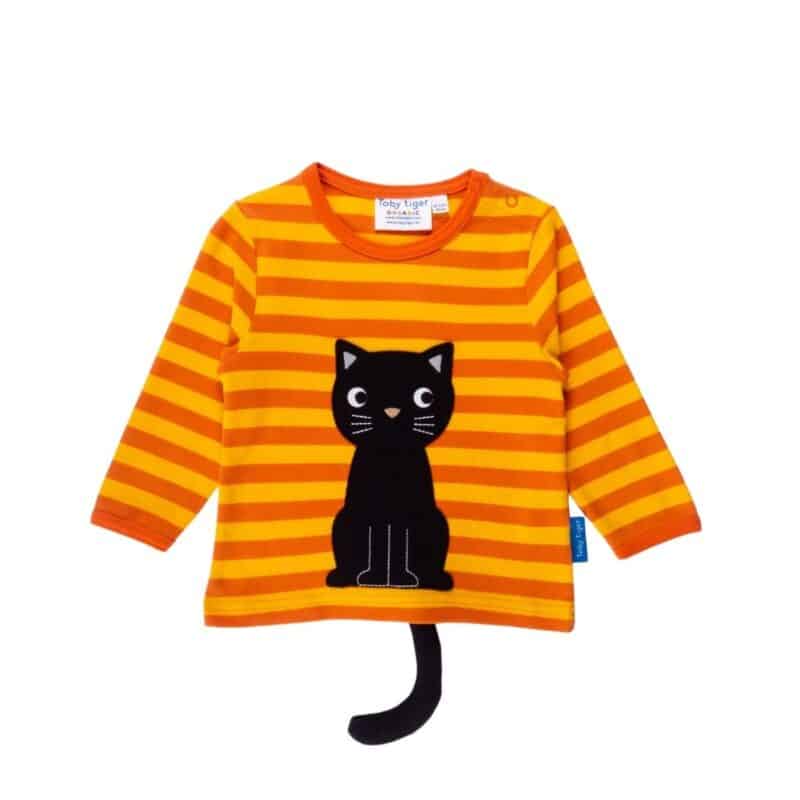 Organic Black Cat Applique T-Shirt