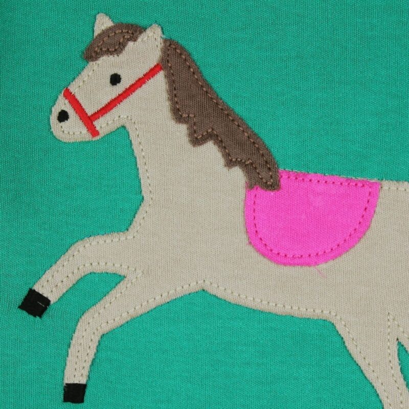 Organic Green Horse Applique Long Sleeved T-Shirt - Image 3