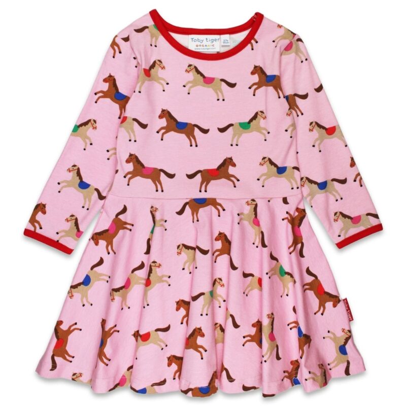 Organic Pink Horse and Pony Print Skater Dress