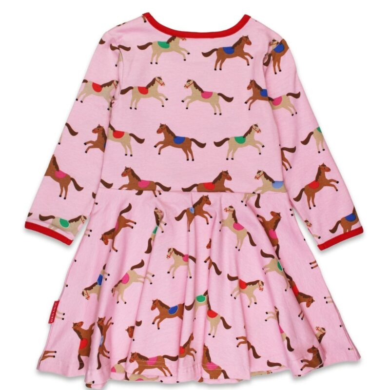 Organic Pink Horse and Pony Print Skater Dress - Image 2