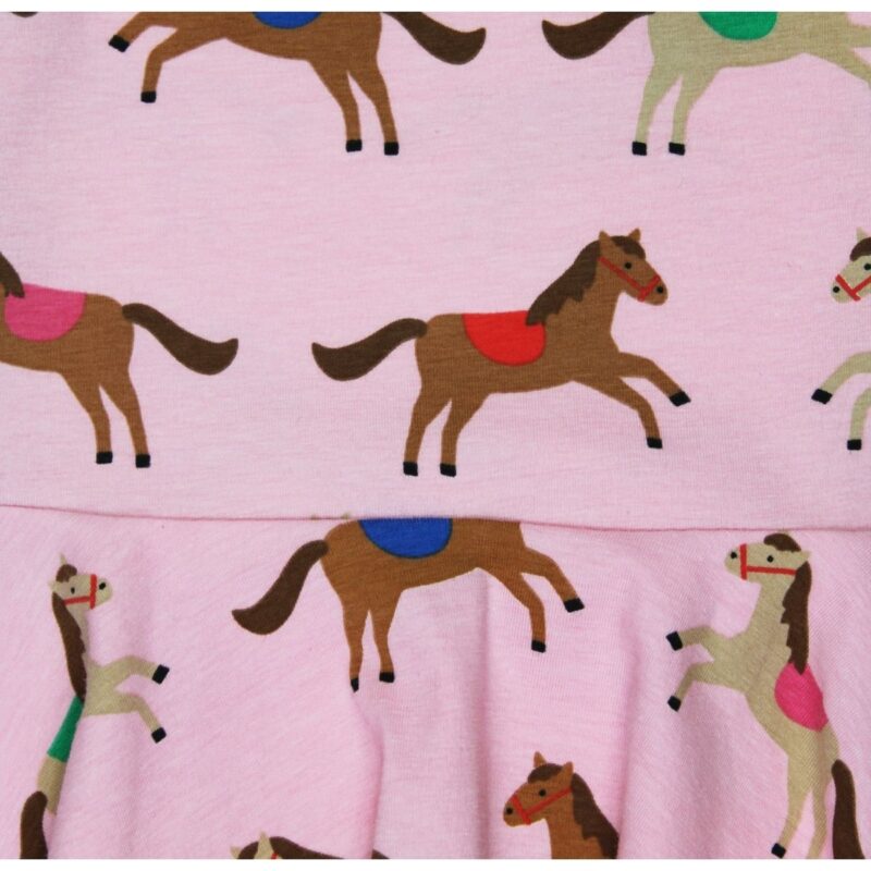 Organic Pink Horse and Pony Print Skater Dress - Image 3