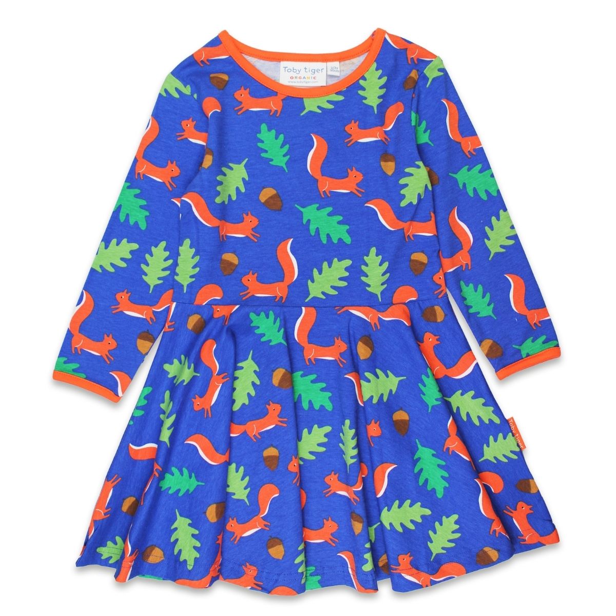 Organic Squirrel Print Long-Sleeved Skater Dress
