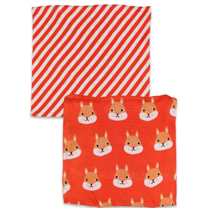 Organic Squirrel Print 2 Pack Muslins - Image 2