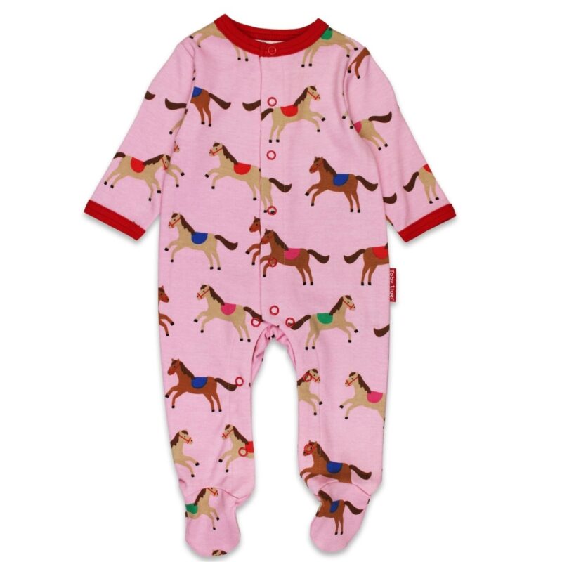 Organic Pink Horse and Pony Print Sleepsuit