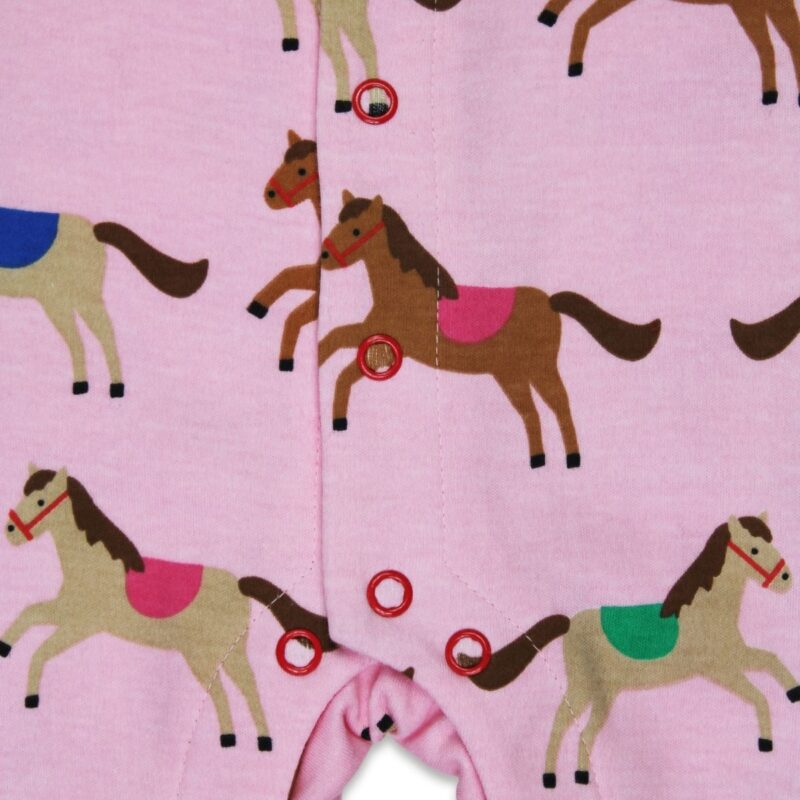 Organic Pink Horse and Pony Print Sleepsuit - Image 3