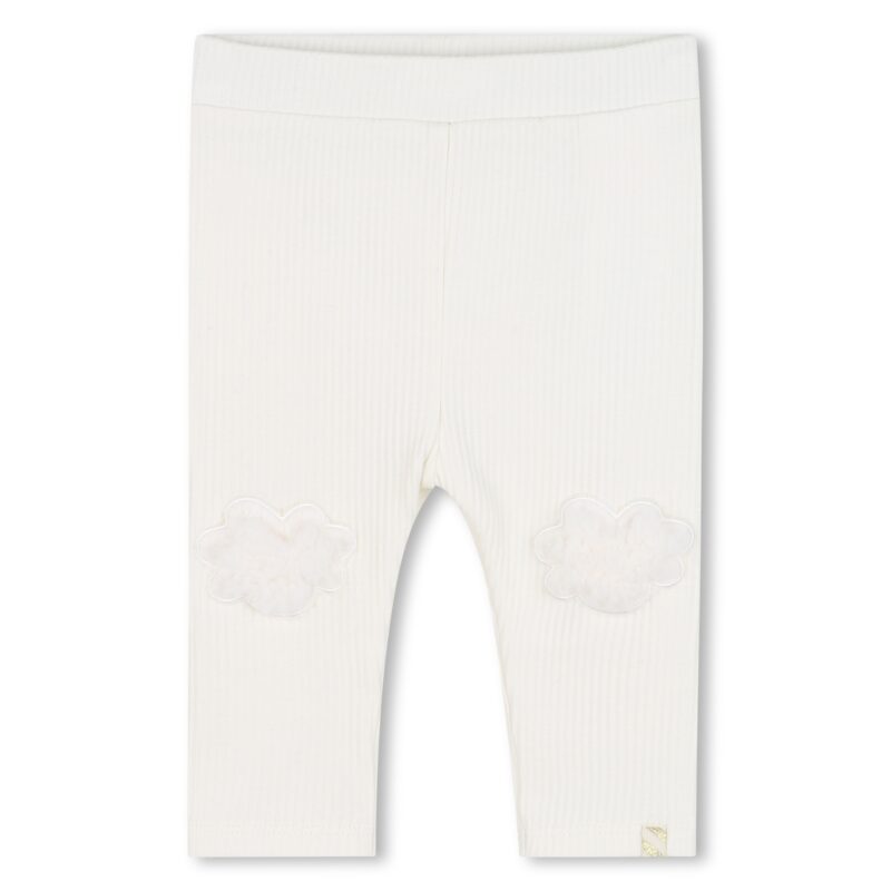Baby Girls Cream Ribbed Leggings