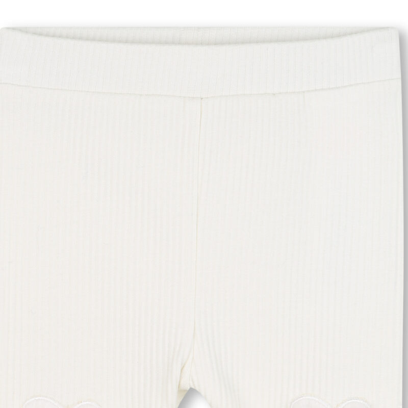 Baby Girls Cream Ribbed Leggings - Image 3