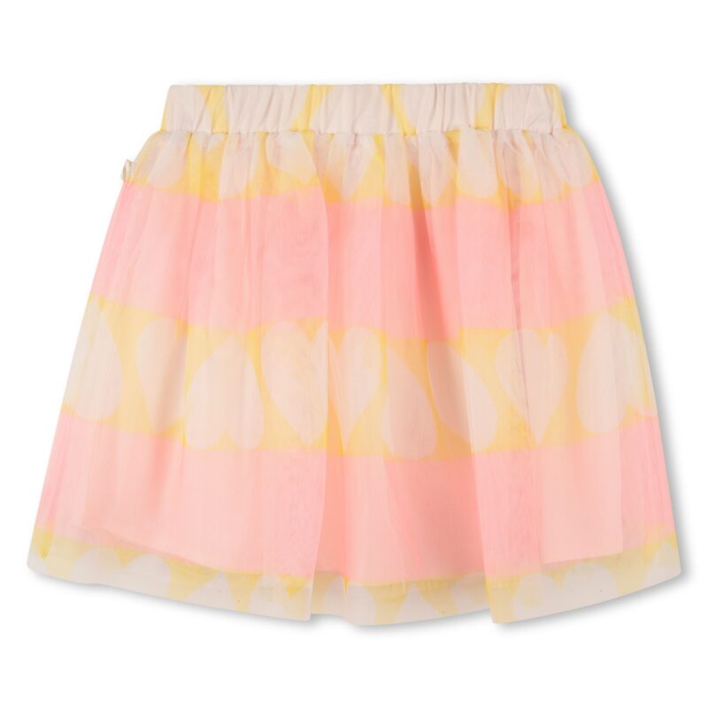 Girls Pink & Yellow Stripe Tulle Skirt - Image 2