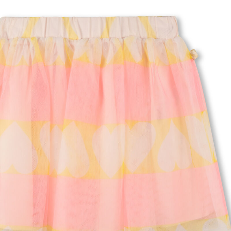 Girls Pink & Yellow Stripe Tulle Skirt - Image 3