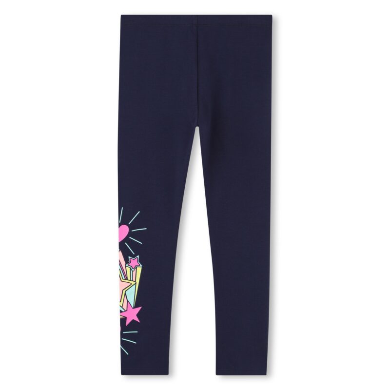 Girls Navy Blue Stars & Hearts Leggings - Image 2