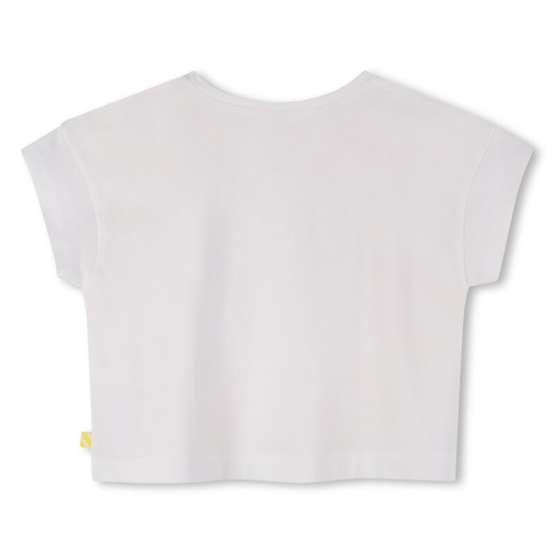 Girls White Cotton Sequin Heart T-Shirt - Image 2