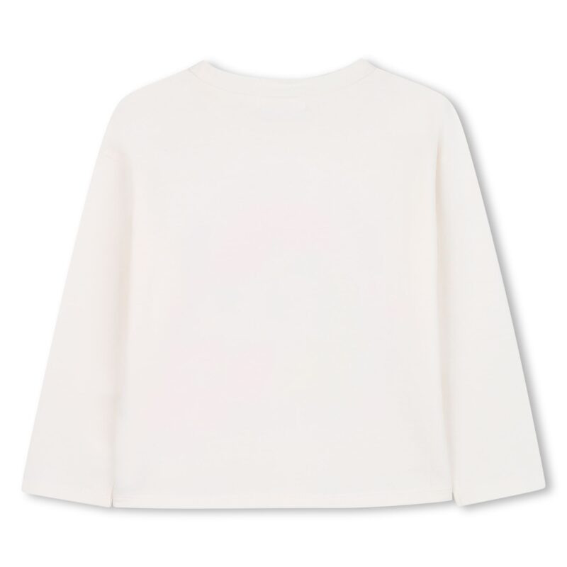 Girls Ivory Cotton Slogan Top with Glittery Pony - Image 2