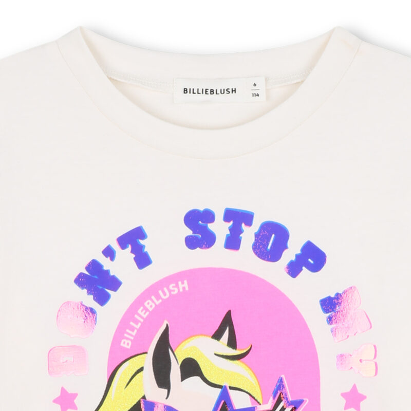 Girls Ivory Cotton Slogan Top with Glittery Pony - Image 3