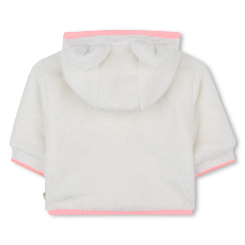 Baby Girls Ivory Faux Fur Fleece Hooded Jacket - Image 2