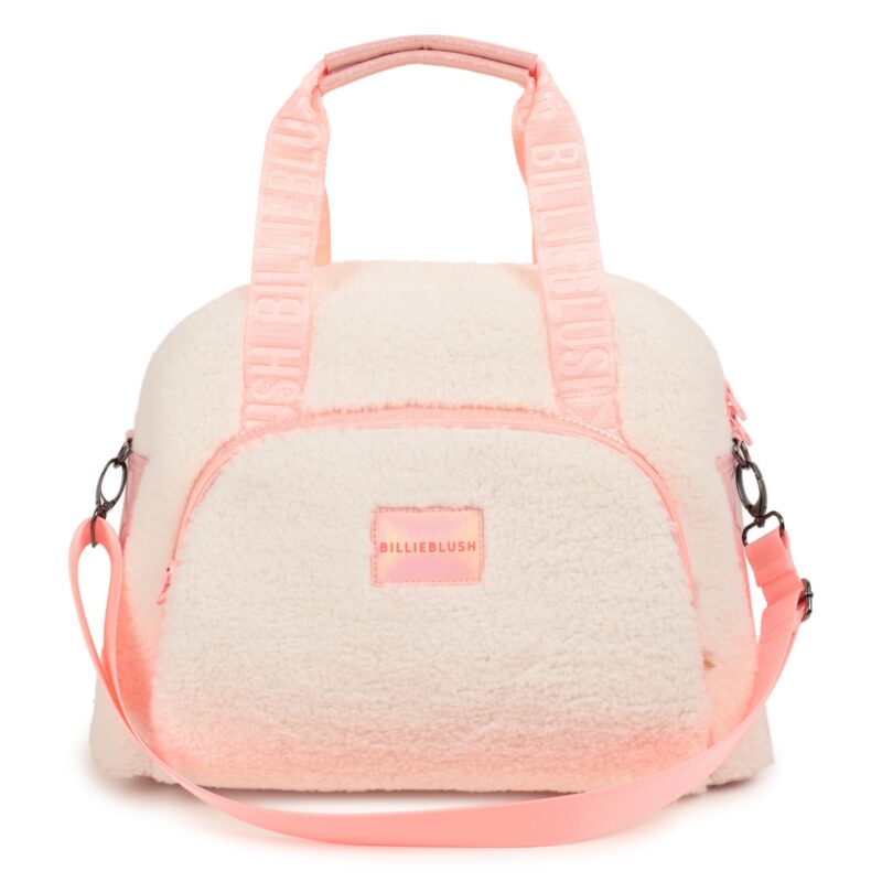 Ivory & Glittery Pink Sherpa Fleece Changing Bag (41cm)