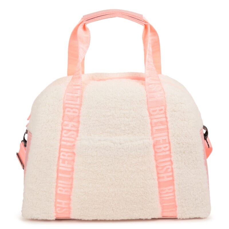 Ivory & Glittery Pink Sherpa Fleece Changing Bag (41cm) - Image 3