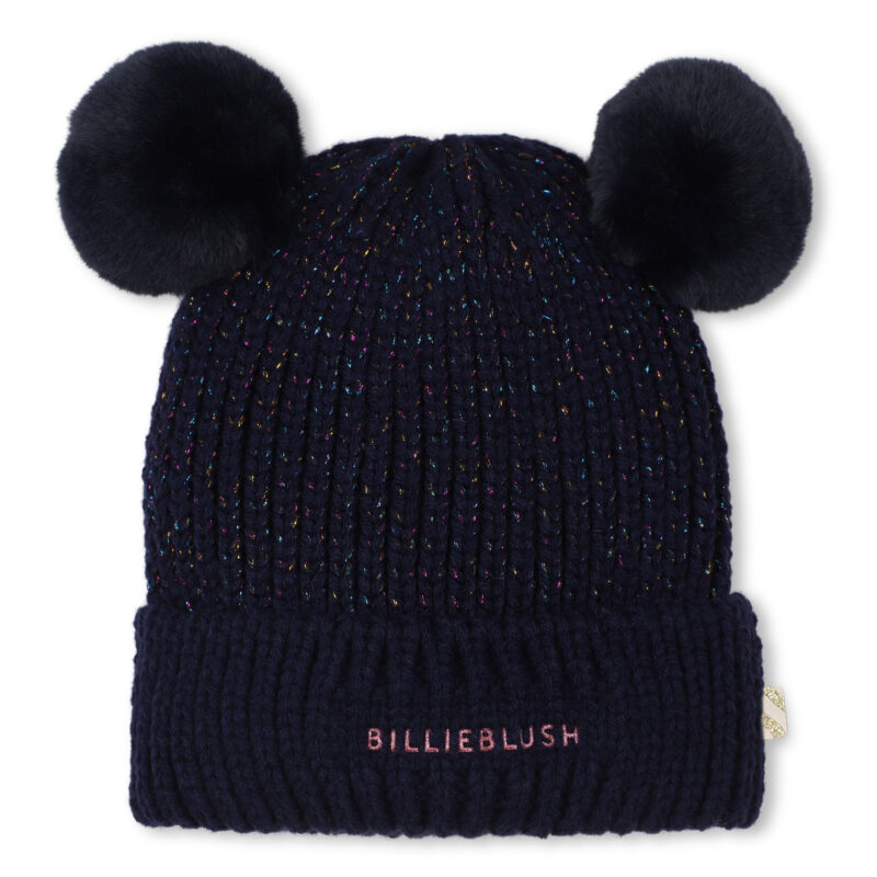 Navy Double Pompom Beanie