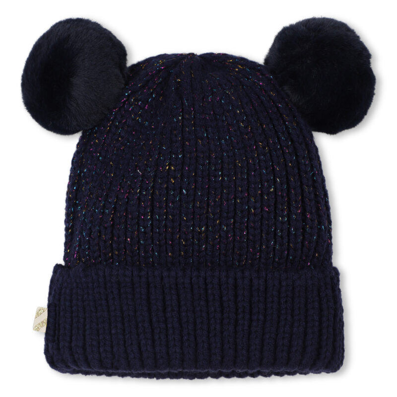Navy Double Pompom Beanie - Image 2