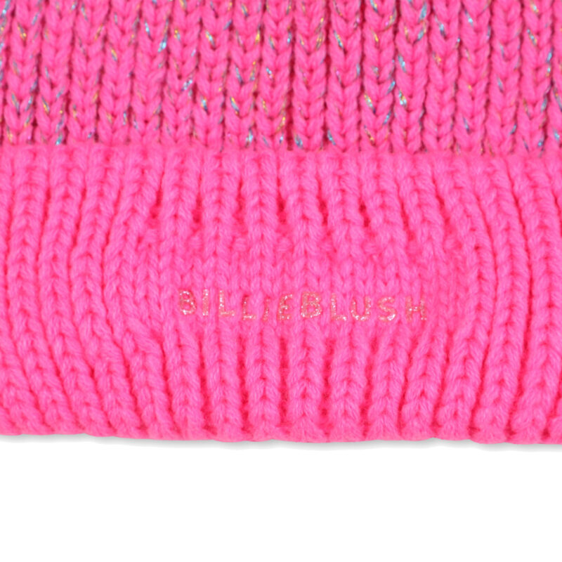 Pink Double Pom Pom Logo Knitted Hat - Image 3