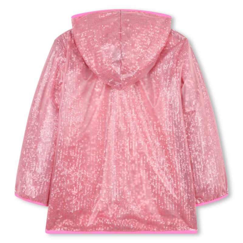 Girls Pink Sequin Hooded Raincoat - Image 2