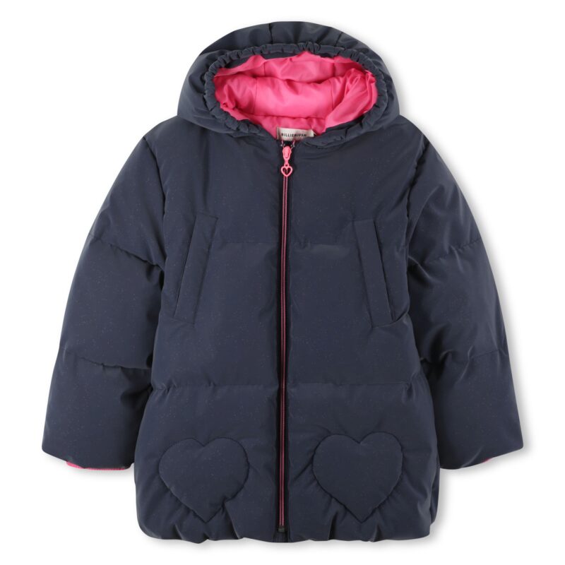 Girls Navy Blue Sparkly Padded Coat