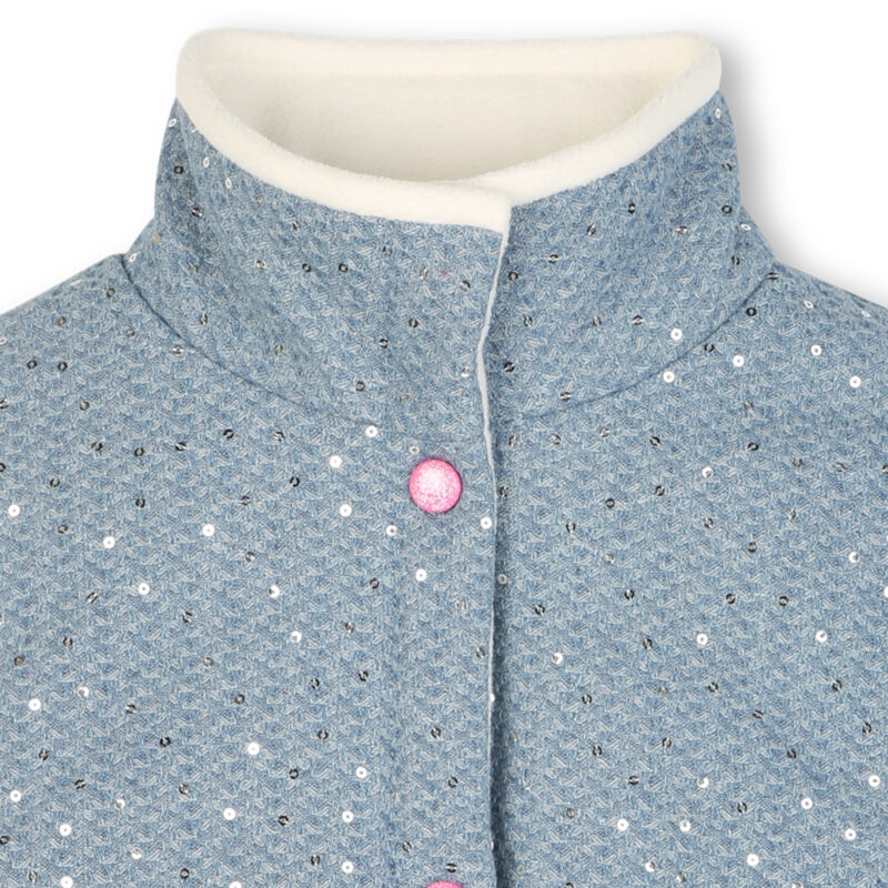 Girls Blue Jacquard Denim Sequinned Gilet - Image 3