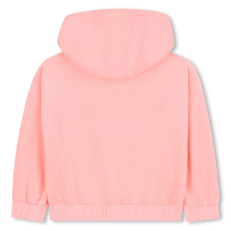 Salmon Pink Ribbed Hoodie - Image 2