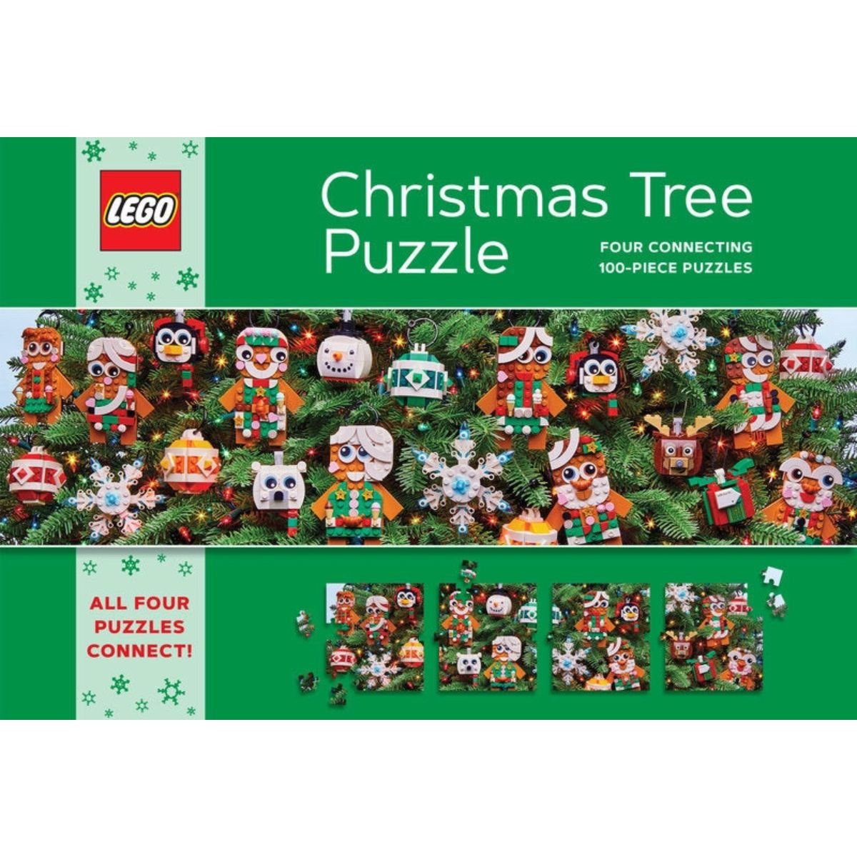 Lego Christmas Tree Puzzle - Four Connecting 100-Piece Puzzles