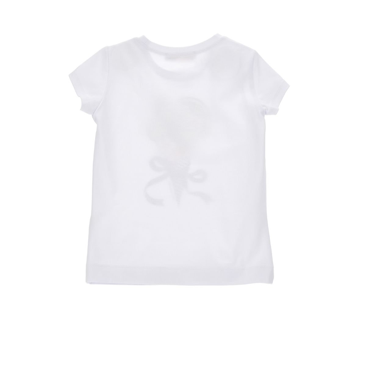 White Girls’ T-Shirt with Ice Cream Print - Image 2