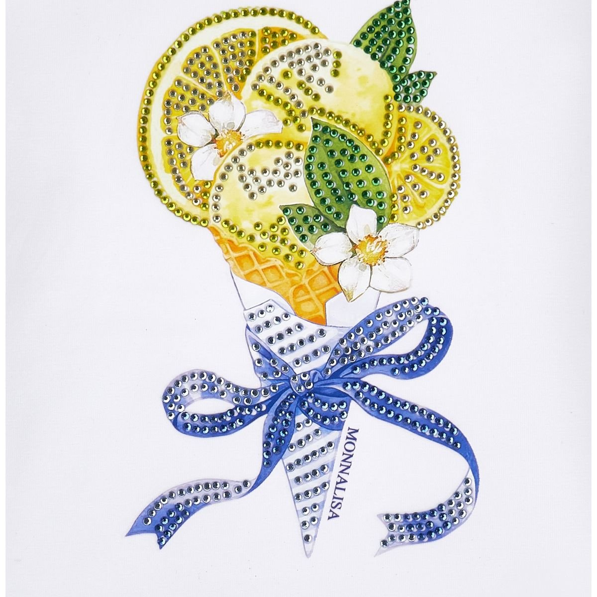 White Girls’ T-Shirt with Ice Cream Print - Image 3