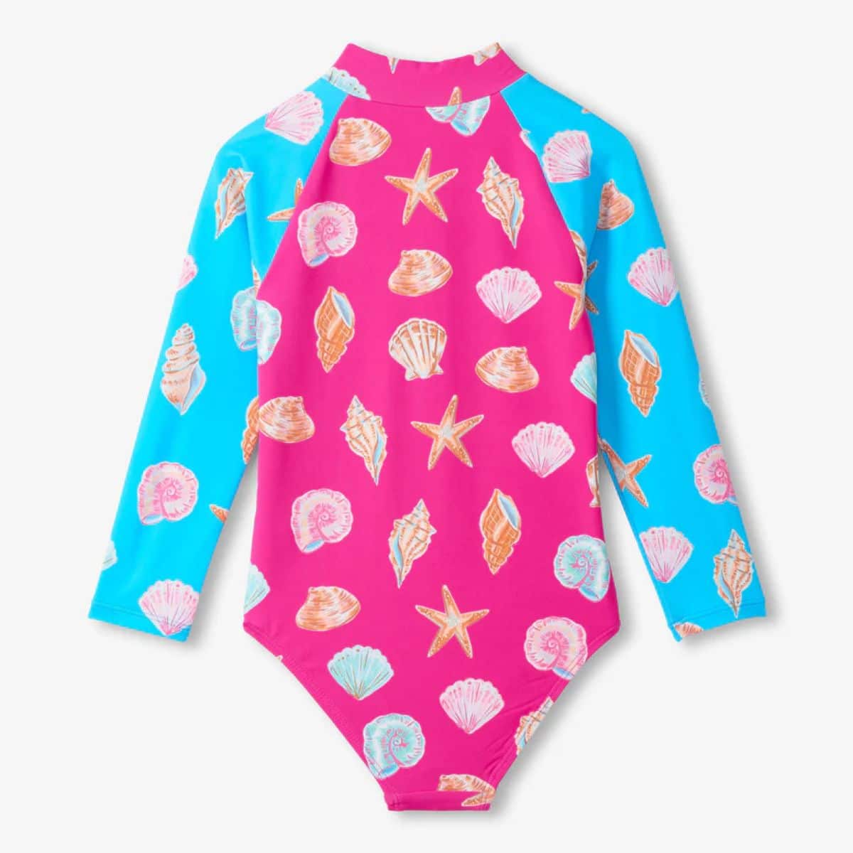 Sea Shells Long Sleeve One-Piece Rashguard Swimsuit - Image 2