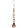 Silicone Pacifier Beige Beads And Leaf Clip