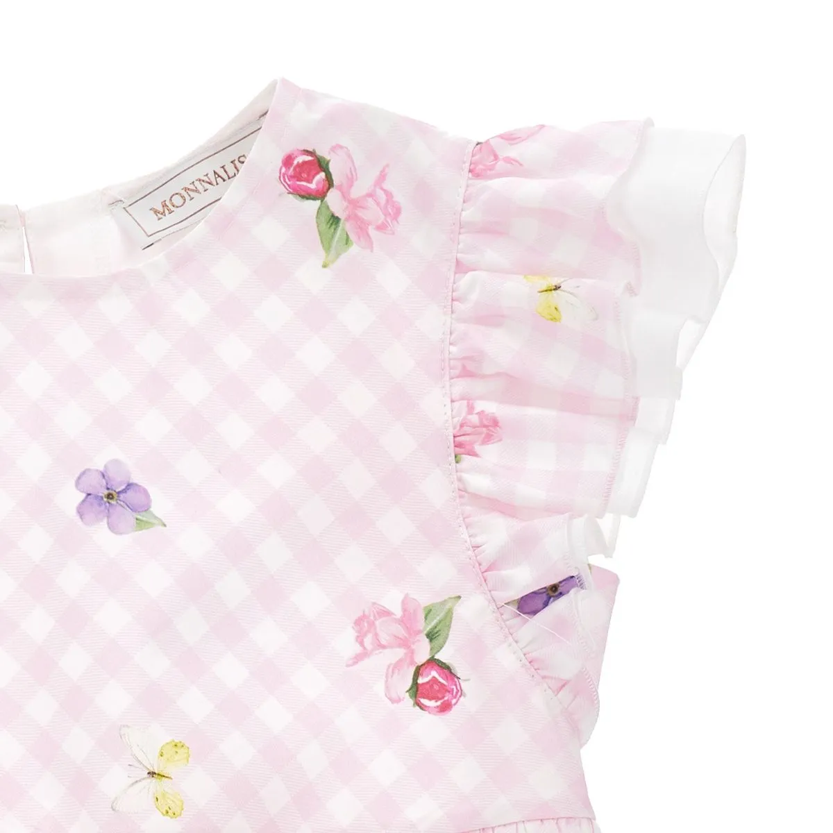 Pink Checked Blouse With a Floral Pattern - Image 3