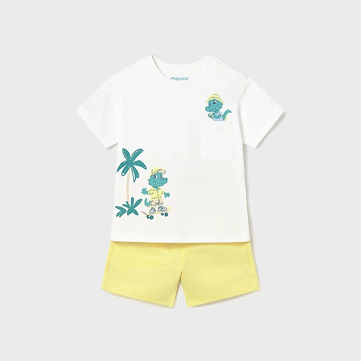 Palm tree Knit Set With Bermuda Shorts