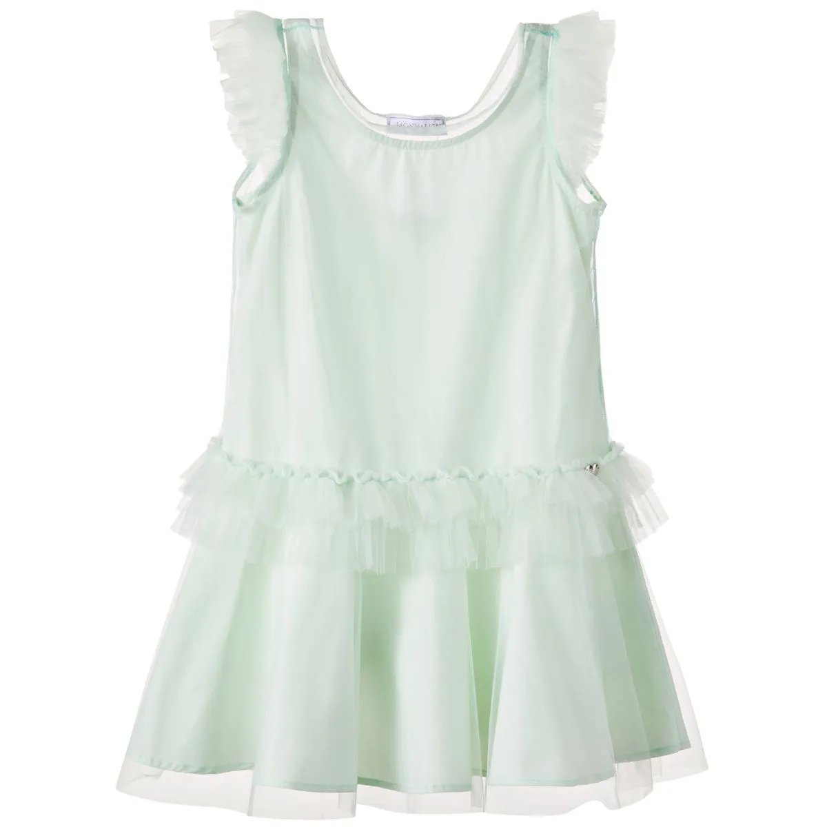 Girls Tulle Dress in Green - Image 2