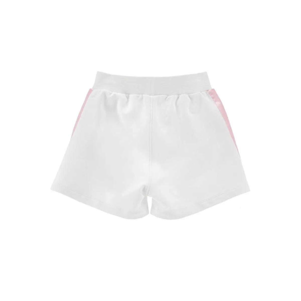 Girls’ White Floral Print Shorts with Pink Side Panels - Image 2