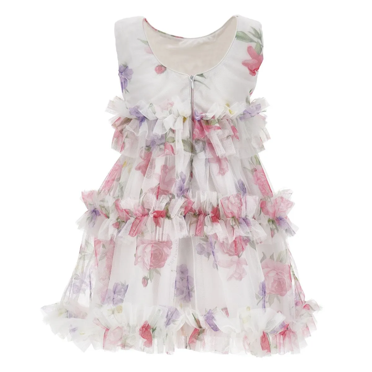 White Dress With Floral Print - Image 2