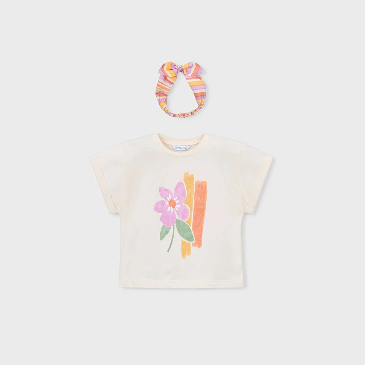 T-shirt Short Sleeve with Striped Hair Band