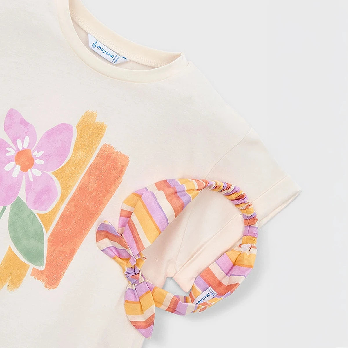 T-shirt Short Sleeve with Striped Hair Band - Image 3