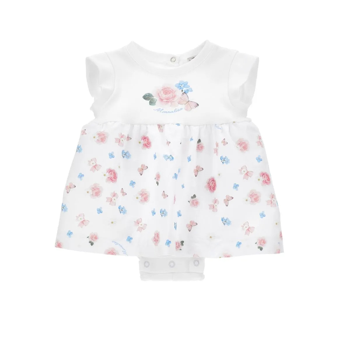 Cotton Romper With Little Roses and Butterflies