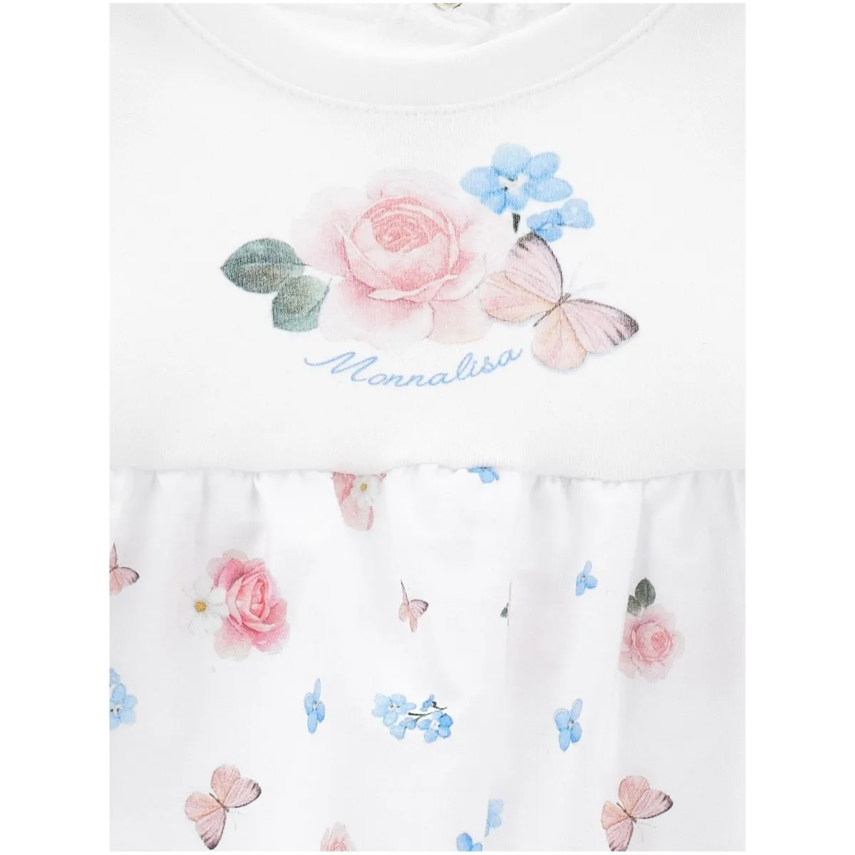 Cotton Romper With Little Roses and Butterflies - Image 3